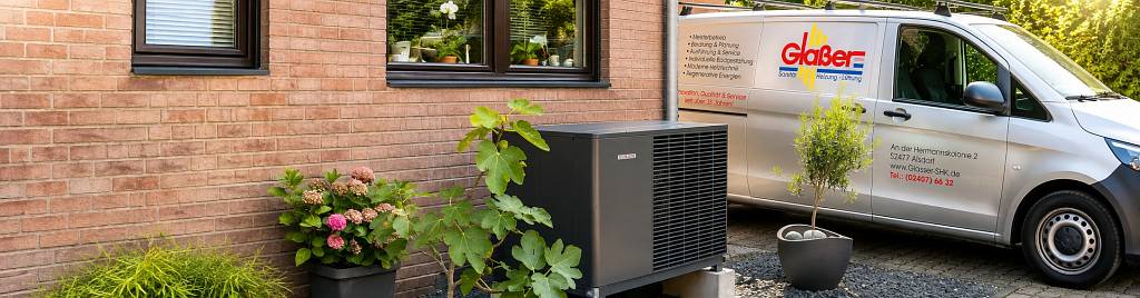 Wärmepumpenanlage im Bestand - Außen Herzogenrath – Glaßer GmbH © Glaßer GmbH © Glaßer GmbH
